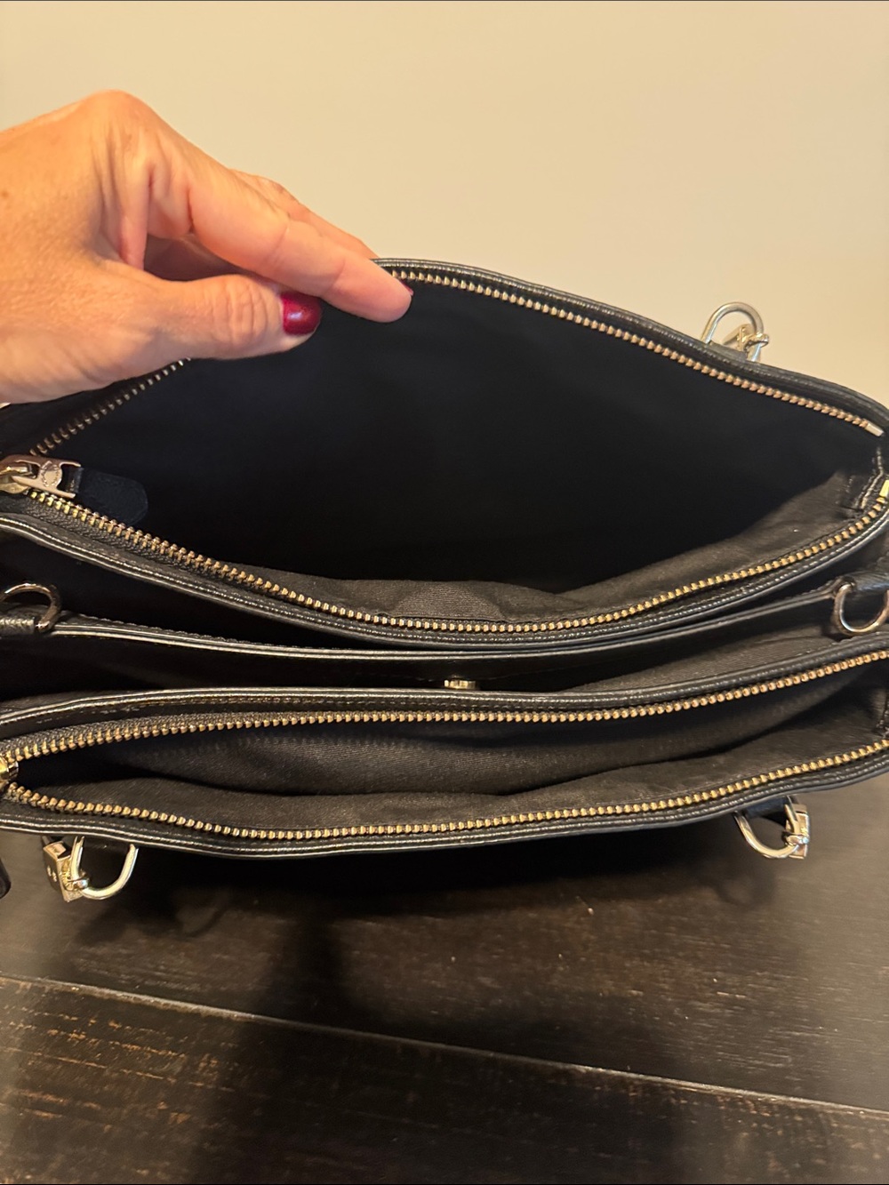 Coach Black Pebbled Leather Tote with Gold Hardware - Picture 3 of 8
